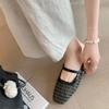Sheepskin version! Inner heightening bag head half drag women's summer thick heel woven hollow Mary Jane cool slippers women's outer shoes