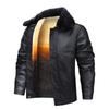 Winter new PU leather jacket men's winter velvet thickened gold mink lapel jacket middle-aged and elderly business