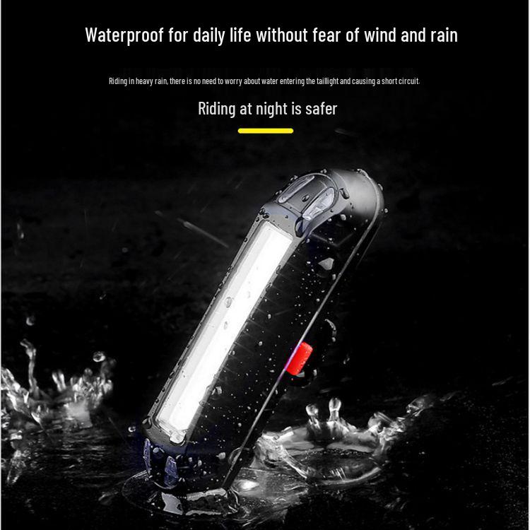 USB Rechargeable Bicycle Tail Light - Three-Color Flashing COB Brightness for Cycling Safety