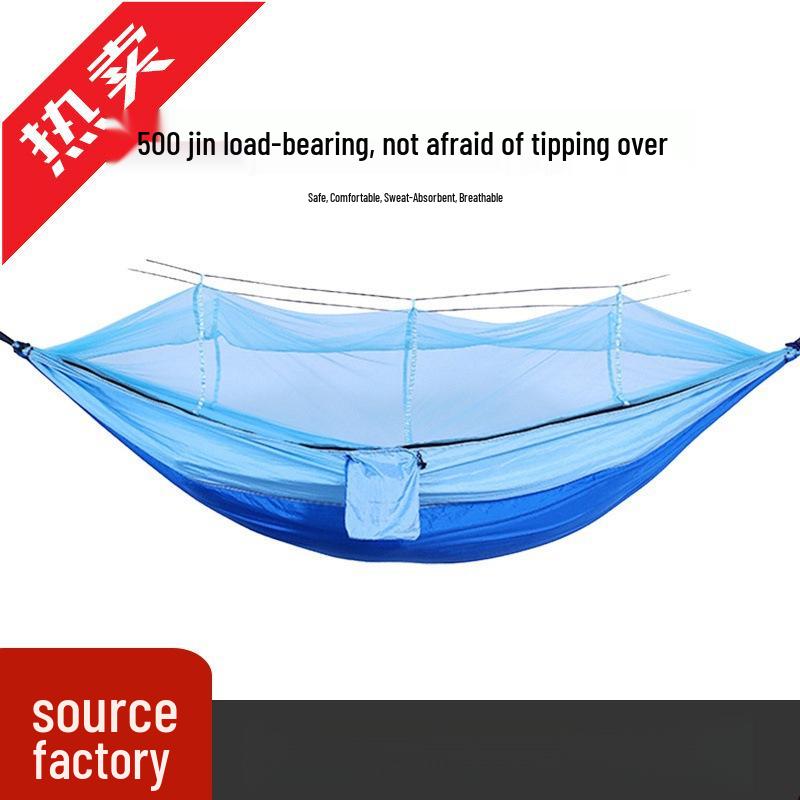 Single & Double Quick-Open Camping Hammock with Mosquito Net - Anti-Roll, Parachute Cloth, Outdoor Use