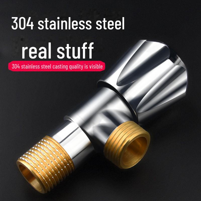 All-Copper Triangular 4-Point Valve: 304 Stainless Steel, Hot/Cold Water Heater, Three-Way Inlet, Dual Outlet Stop Valve