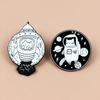 Creative Space Series: Astronaut Cat Brooch - Cute Black & White Cartoon Fashion Badge Accessory