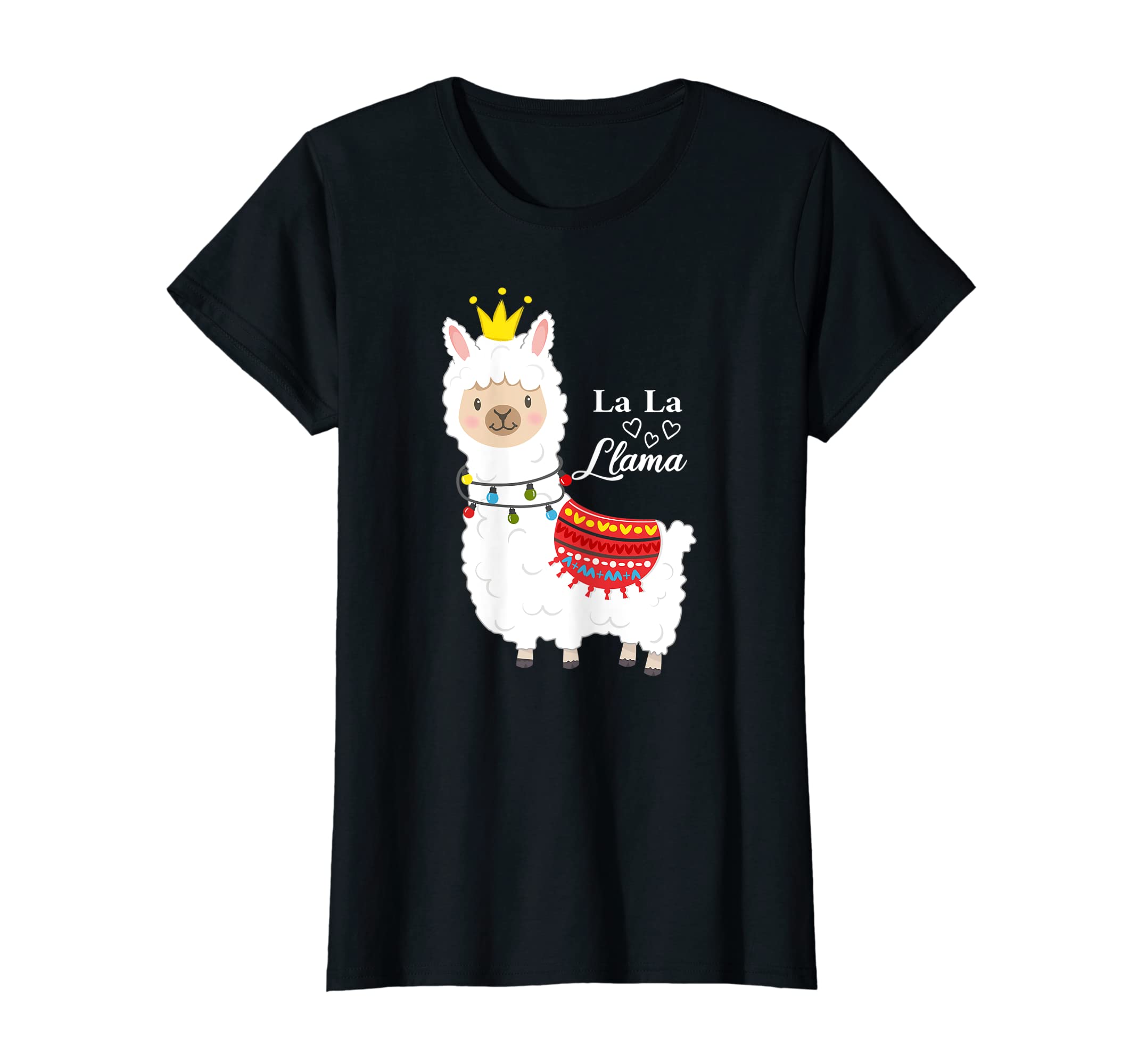 

Cute llama with crown and fairy lights is a princess. T-shirt