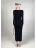 Velvet Warm Solid Color Elegant Slimming Socialite Dress