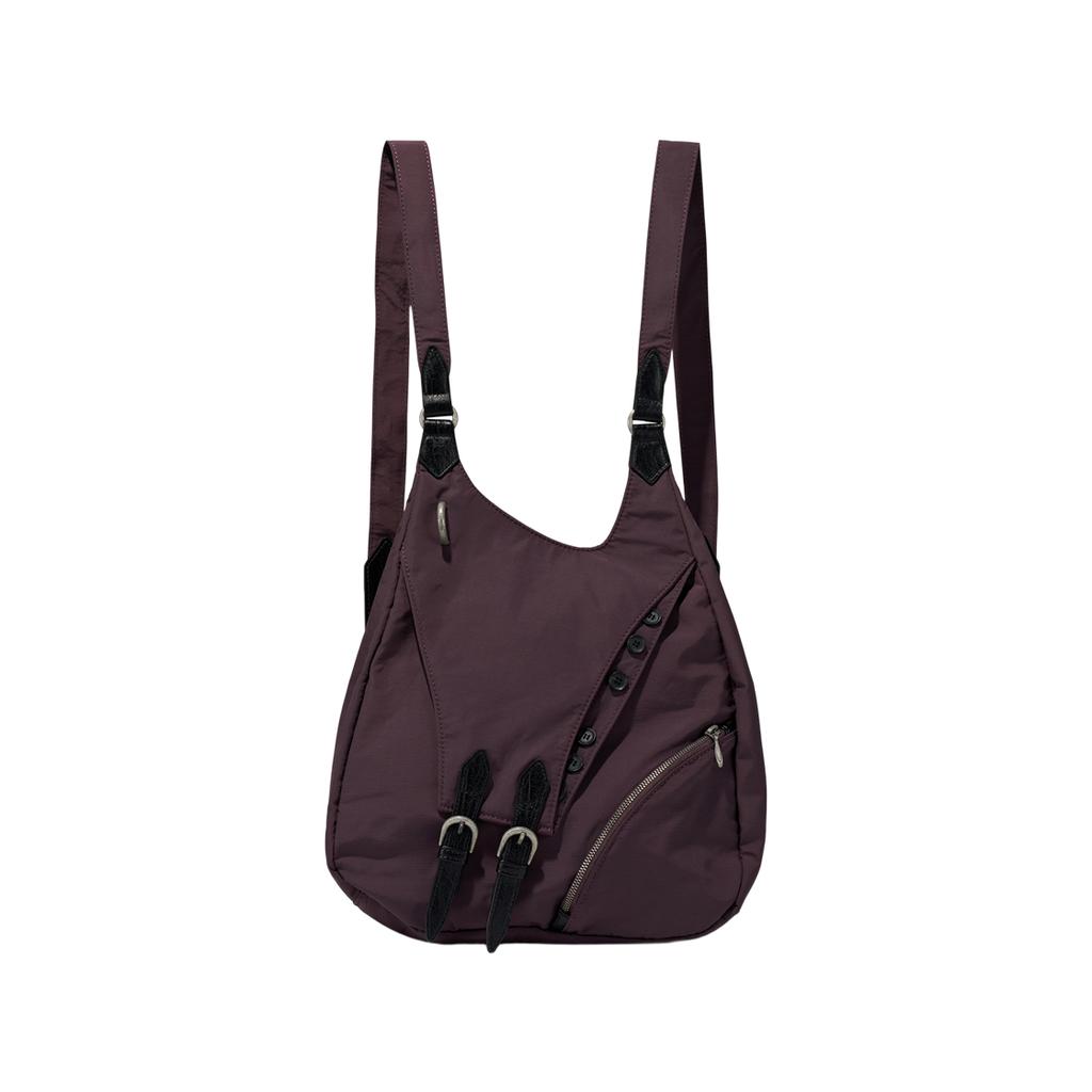 Mischief Buckle Strap Nylon Rucksack Wine