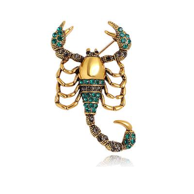 Spilla retrò personalizzata creativa con scorpione e strass, animale, insetto, bottone, accessorio per abbigliamento