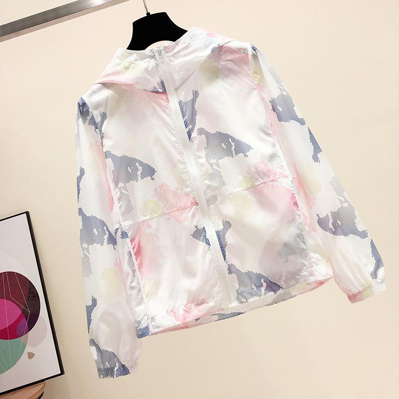 

Женская дышащая куртка с капюшоном для защиты от солнца Весна/Лето 2025 - Легкая, с длинным рукавом, с принтом M