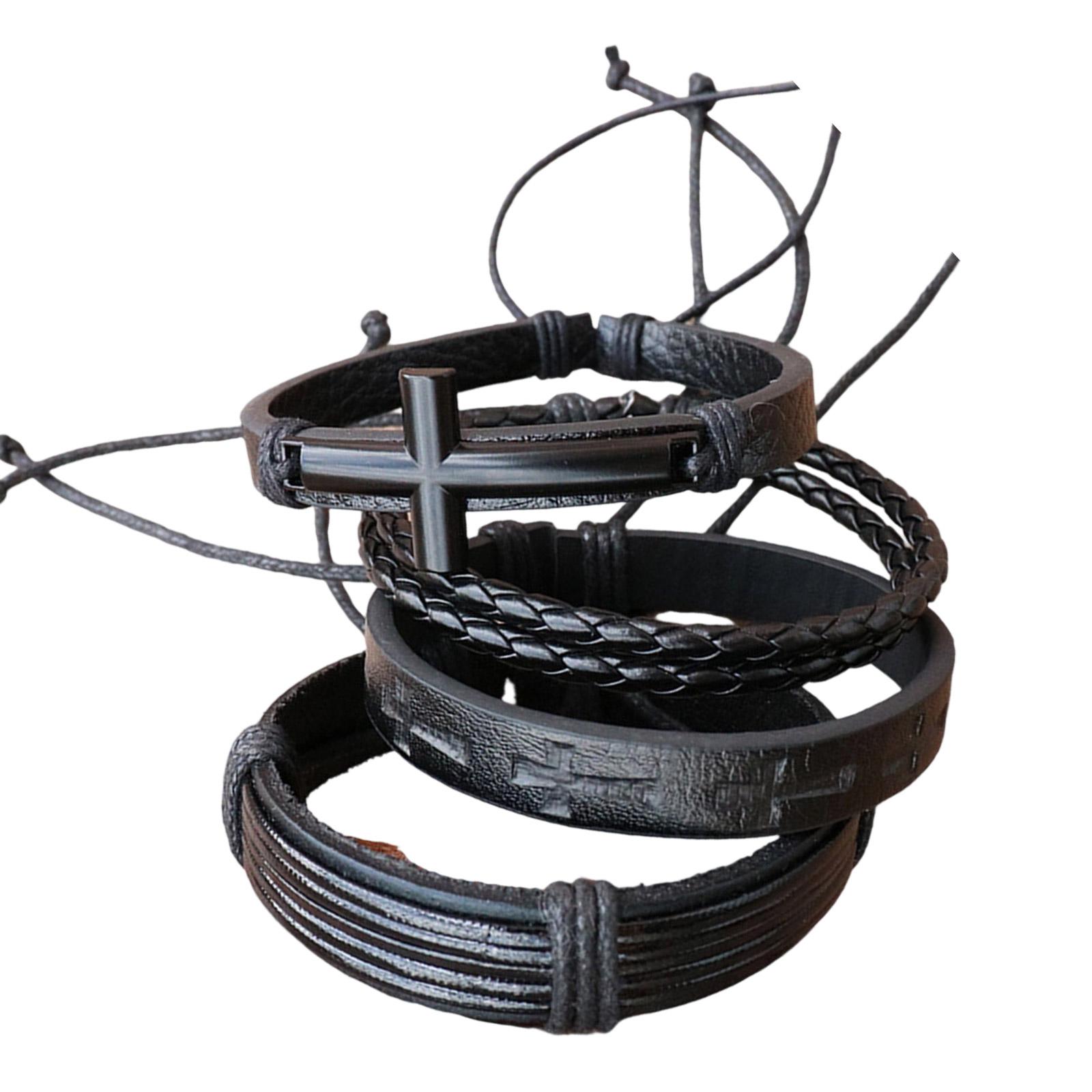 

4 штуки Многофункциональный кожаный браслет Модный браслет Регулируемый браслет Подходит для вечеринок и повседневных выходов 2