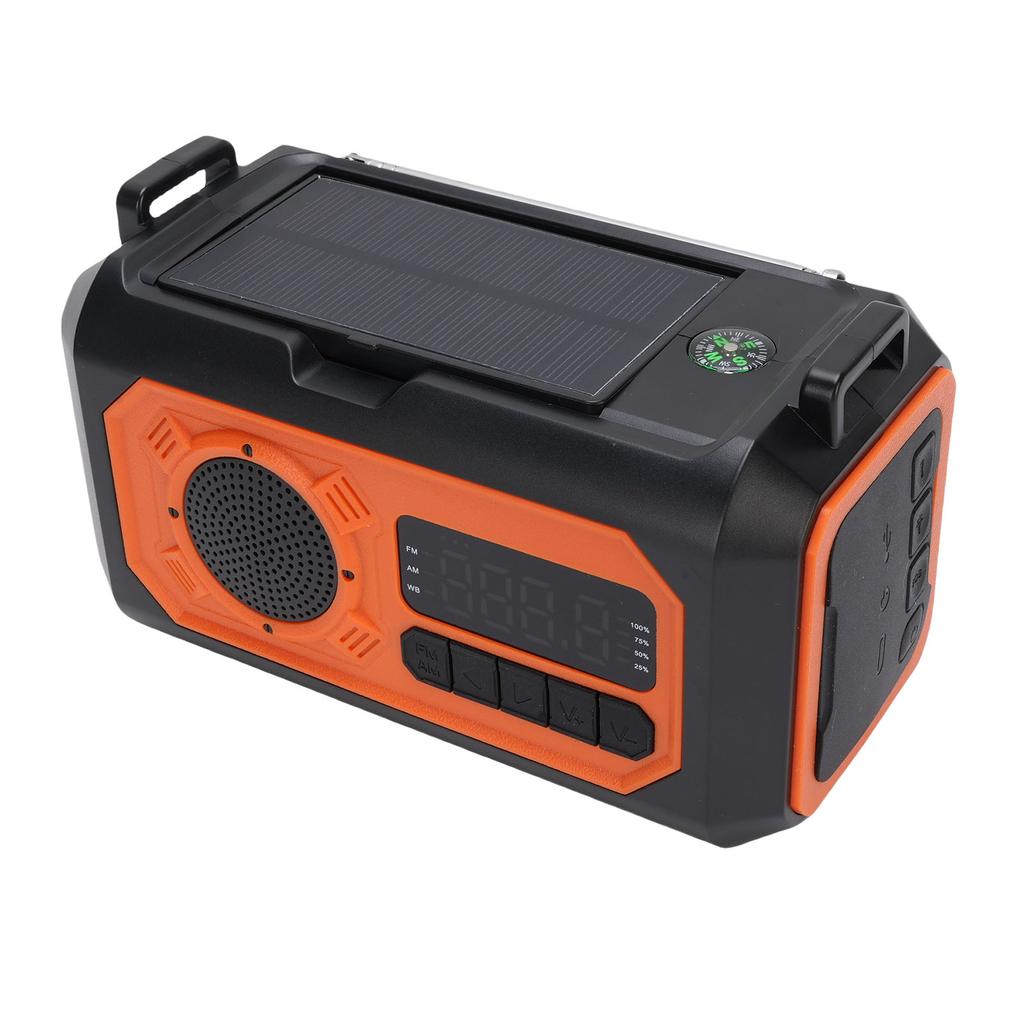 Emergency Radio Multi Function 12000mAh Solar Hand Crank AM FM WB Battery Powered with Cell Phone Ch
