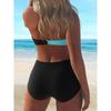 Bikini Set 2 Pezzi Color Block con Schiena Incrociata Scoperta, Costumi da Bagno Elasticizzati con Collo Allacciato dietro la Nuca, Abbigliamento da Bagno & Abbigliamento da Donna
