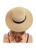 Women Wide Brim Straw Sun Hat With UV Protection Foldable Beach Hat Adjustable Head Size