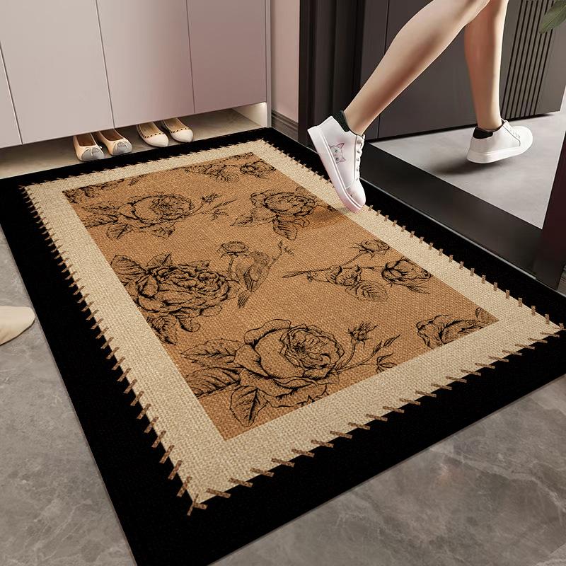 Retro Entrance Door Mat Anti Slip Door Mat Entrance Foyer Living Room Carpet Dirt Resistant Floor Mat