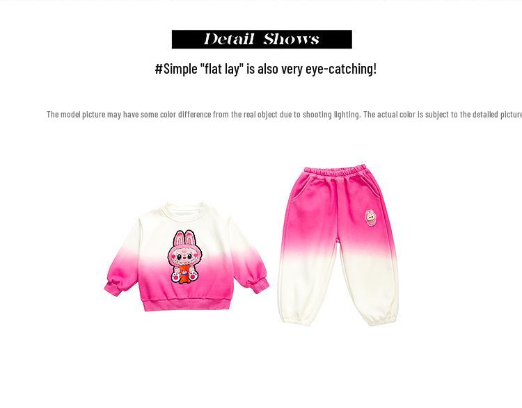 Girls' Gradient Sweatshirt Two-Piece Set - 2025 Spring & Autumn Fashionable Casual Outfit