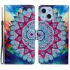Pattern Printing Leather Wallet Phone Case for iPhone 15,Drop-proof Phone Stand Cover