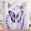 2pcs,2D Plane Printing Light Filtering Curtains Lavender Wings Polyester Easy Install (without Rod) Decorations Outdoor Use for