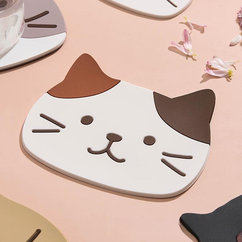Cat Cute Coaster PVC Tea Coaster Cartoon Silicone Coaster Thermal Insulation Pad Anti-Slip Anti-Scalding Pad Bowl Pad Place Mat