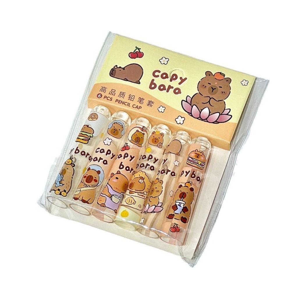6PCS Cute Pencil Topper Covers Non Toxic Pencil Extender Capybars Pencil Cap  Children
