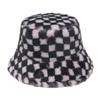 Ladies autumn and winter foreign trade new winter black and white plaid basin hat outdoor shading warm hat fashion bucket hat trend