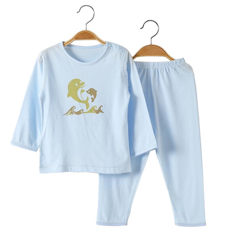 Children's Spring/Summer Cotton Pajamas: Tagless Long Sleeve Set for Boys and Girls