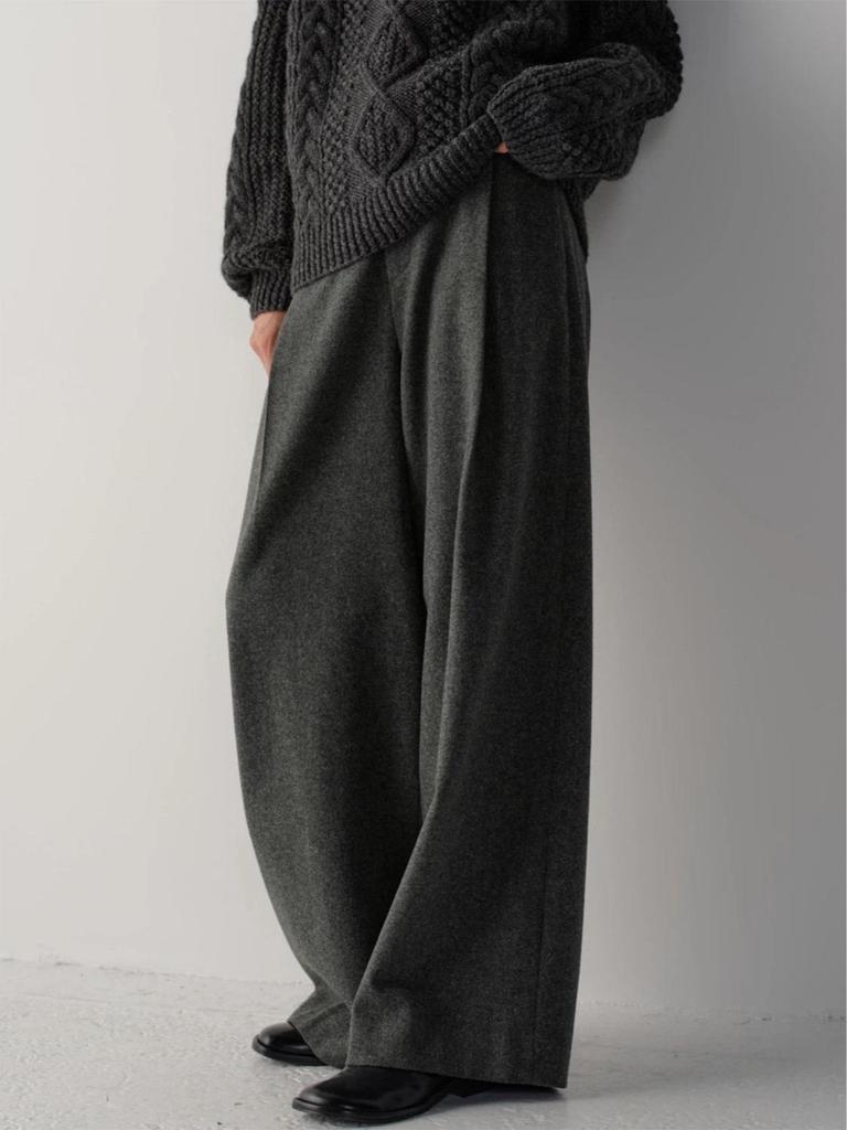 Façade Pattern High Waist Wide-Leg Casual Suit Pants for Women - Slimming, Floor-Length, Spring & Autumn Style