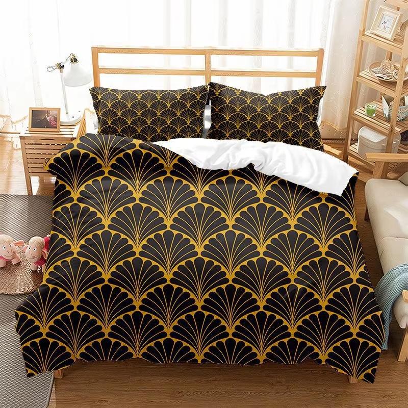 Irregular Fan-Shaped Pattern Bedding Set Abstract Geometric Duvet Cover Set Microfiber Twin Queen Comforter Cover For Kids Teen
