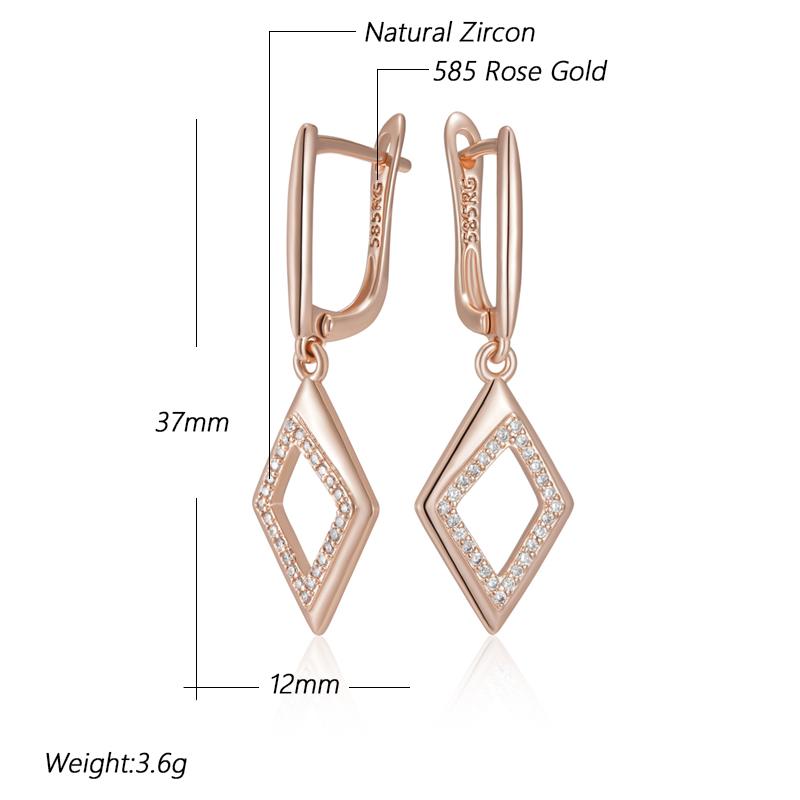 Geometric Oval Rectangle Full Natural Zircon Hoop Earrings For Women  Rose Gold Color Daily Fine Elegant Female Jewelry