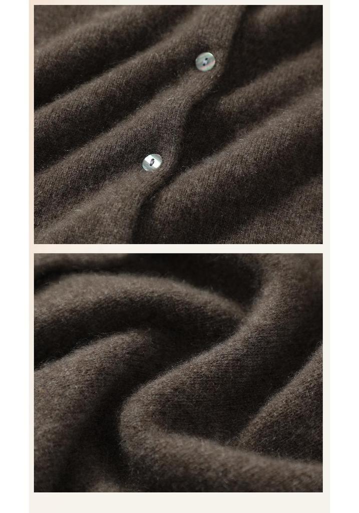 Yak Wool Women's Round Neck Cardigan - 2026 Autumn/Winter Solid Color Single-Breasted Sweater, Elegant Style