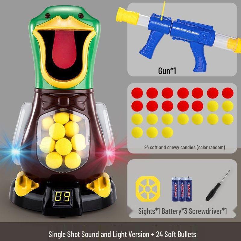 Hit Me Ducky! Parent-Child Interactive Toy with Air-Powered Soft Bullet, 3-Shot Firing for Kids 6+