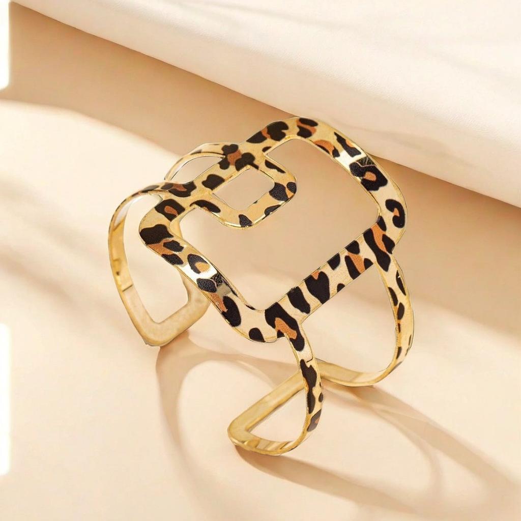 Leopard Geometric Hollow Open Adjustable Bracelet