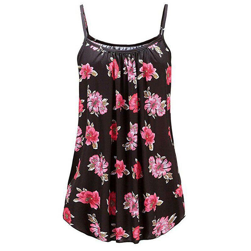 Elegant Women's Summer Strappy Tops Cami Dress In Floral Print For Beach Outings