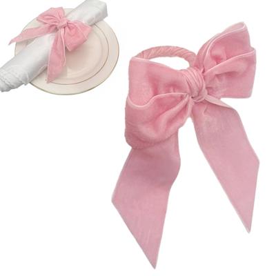 Velvet Bow Napkin Ring Reusable Bowknot Napkin Holder Holiday Table Napkin Ring for Birthday Wedding Party Anniversary Dinner Table Decoration