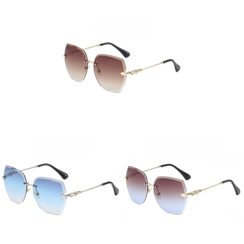 Metallic Frame Geometric Sunglasses With Gradient Pink Lenses Uv400 For Outdoor Activities And Parties