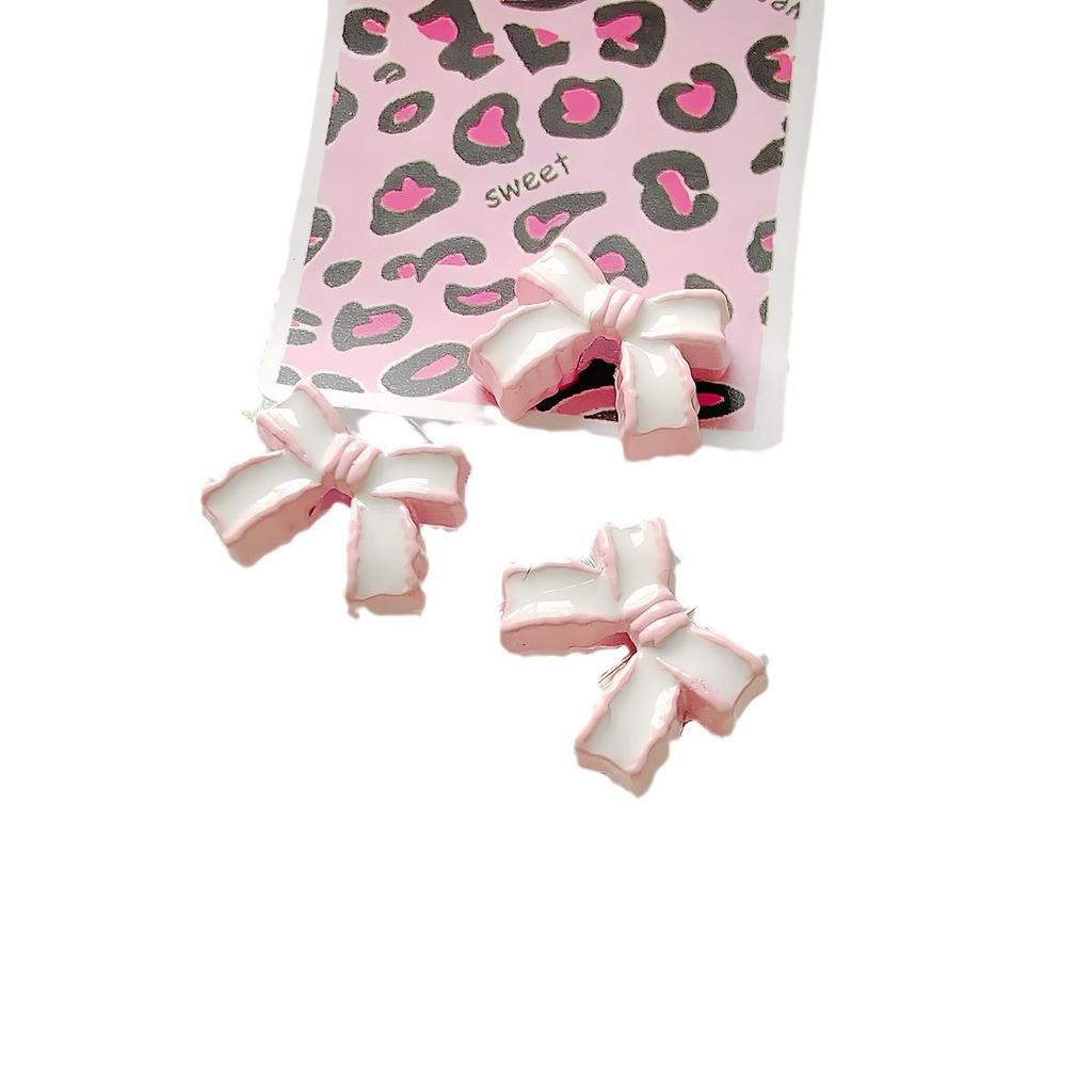 Alloy Heart Bow Milk Tea Beads for DIY Jewelry & Phone Chains