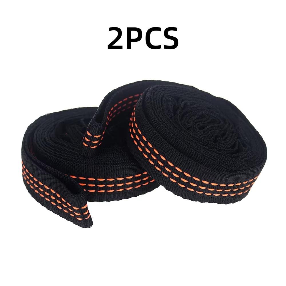 2/4Pcs Special Reinforced Hammock Straps Polyester High Load-Bearing Tree Hanging Rope 5 Ring Barbed Black