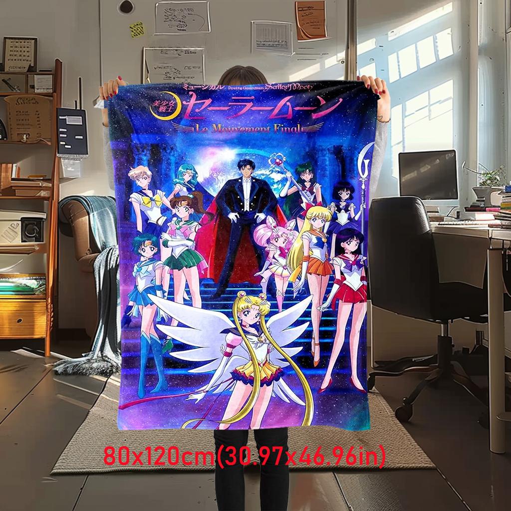 Japanischer Anime niedliches Cartoon-Thema Sailor Moon Tsukino Usagi Decke geeignet für Heimbetten, Sofabezüge, Büro-Nickerchen, Outdoor-Warme Decken O15