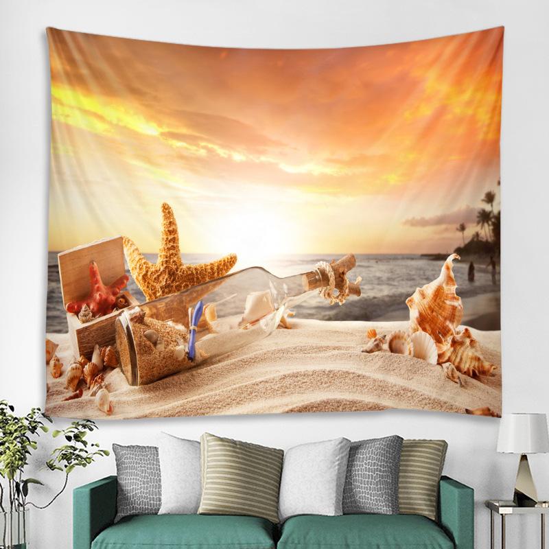 Summer Seaside Vacation Style Bedroom And Living Room Background Fabric Fresh Wall Decoration Hanging Fabric, Home Decor