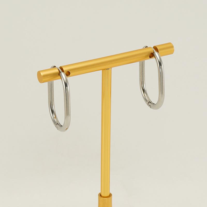 Cercei cu șurub din oțel inoxidabil, model oval, cu cataramă, pentru femei, de nișă, geometrici, la modă