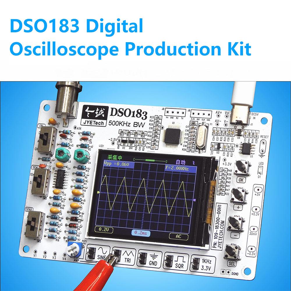 DSO183 0-500KHz Digital Oscilloscope DIY Loose Parts Teaching Practical Training Electronic Production Kit DC5V Type C Interface