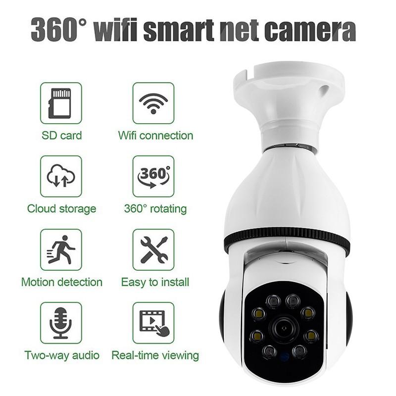 5G ve 2.4G WIFI Gözetim 360° Döndürme Otomatik Takip Panoramik Kamera Kablosuz E27 PTZ Kamera CCTV IR Gece Görüşü Hareket Algılama İki Yönlü Ses
