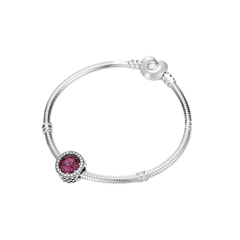 Pandora Cherry Red Shining Heart 925 Silver Bracelet Women s Silver SL639 серебряный