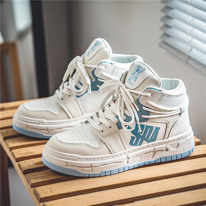 

Мужские парусиновые кеды с высоким верхом - Осенне-зимняя мода, Повседневный корейский стиль, Трендовые белые кроссовки на толстой подошве для студентов. 39