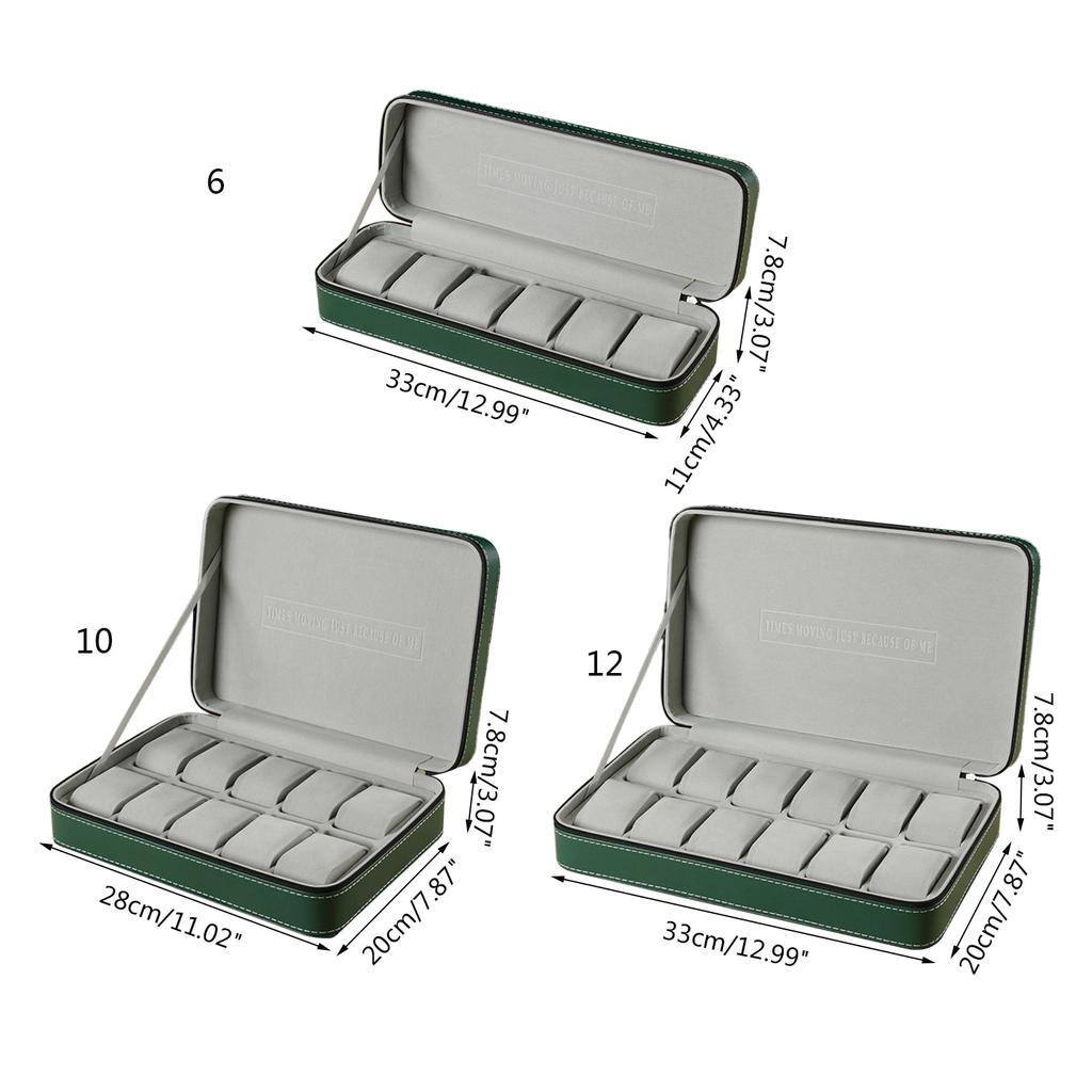 PU-Leder Reißverschlusstasche Uhr Schmuck Kollektion Aufbewahrungsbox Uhr Geschenk Organizer Schmuck Vitrine für Männer und Frauen
