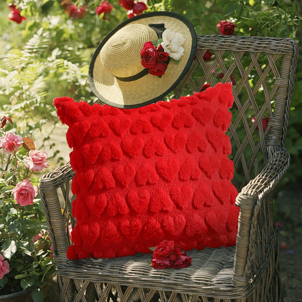 2Pcs Plush Heart Pillow Cover Love Throw Pillow Case 18x18 Inch Faux Fur Pillowcase Soft Throw Pillow Cover for Sofa Couch