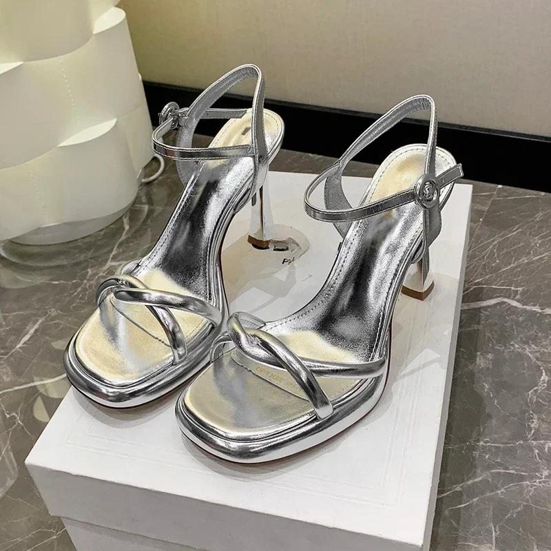 Fashion Stiletto Sandals Fashion Women's Shoes  Buckle Women's Sandals Cross Toe Luxury Girls Summer Stiletto Heels Womens Shoes