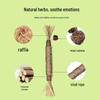 Raffia Catnip Teaser Stick: Wear-Resistant Kitten Toy for Self-Entertainment & Teeth Cleaning.