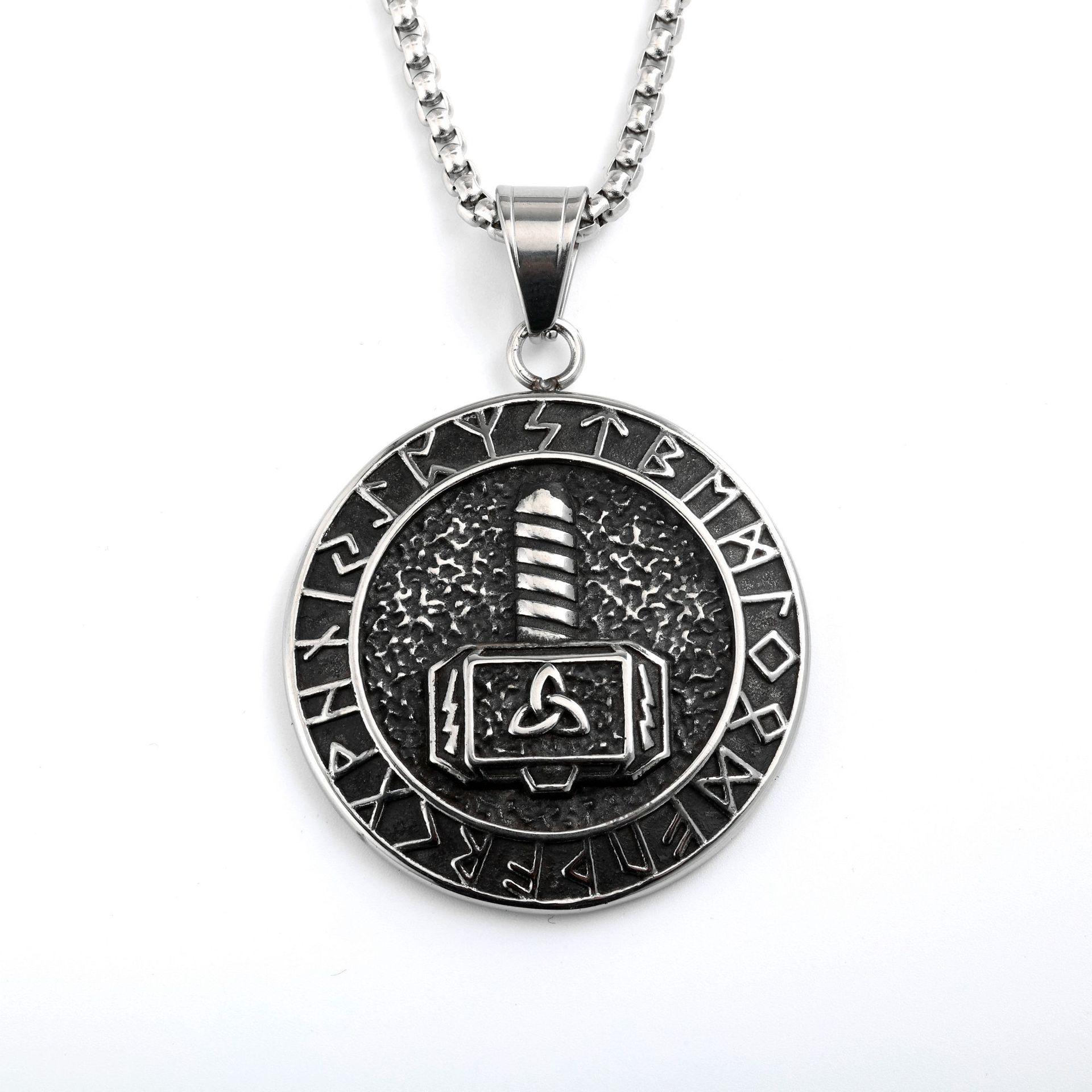 

Retro Stainless Steel Viking Pendant Necklace - Unisex Punk Style