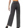 Jeans da donna elastici a vita alta aderenti leggermente svasati a gamba larga pantaloni lunghi in denim con tasche jeans tinta unita