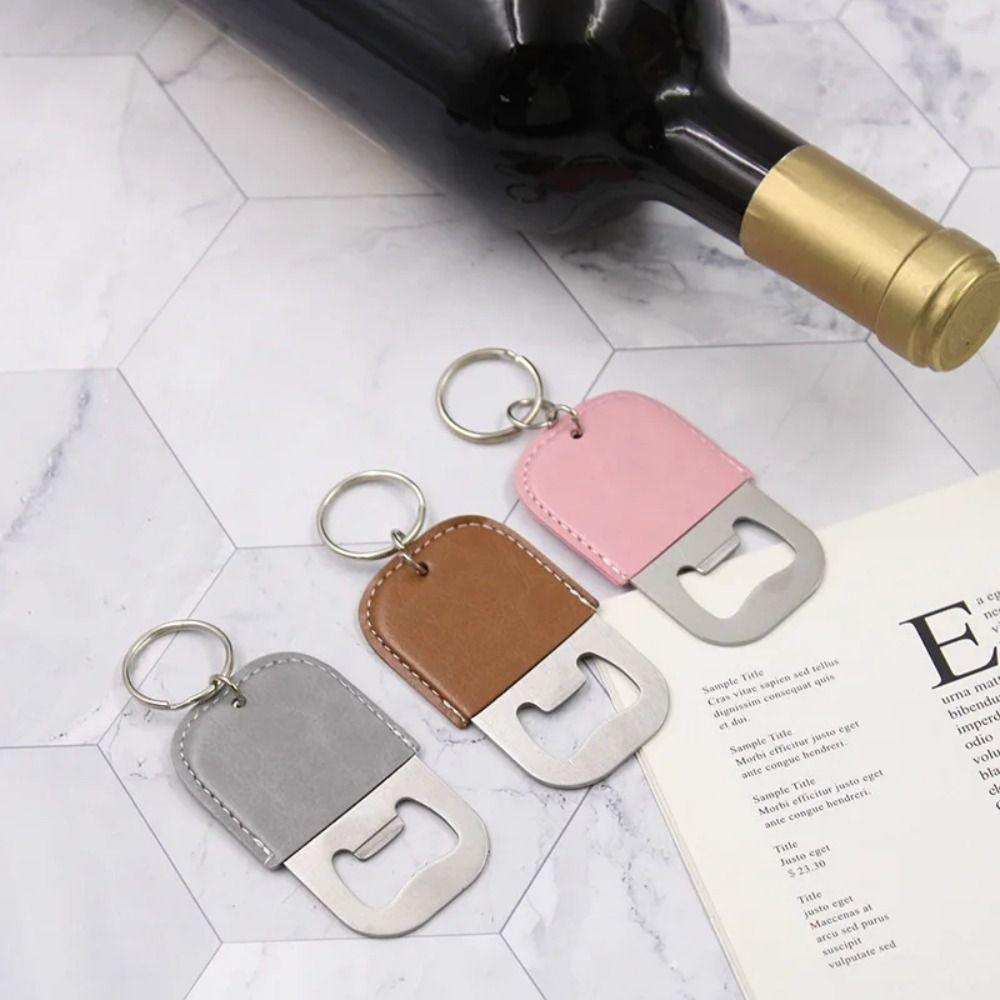 Wine Bottle Opening Fashionable Keyring Leather Kitchen Gadget Bottle Opener Keychain  Outdoor