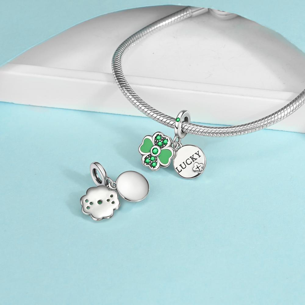 Spring Day Series Copper Metal Clover Horseshoes&Flowers&Bottles Dangle Charm Bead Component Compatible With Brand Bracelet High Quality Fine Jewelry