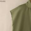 ZANZEA Women Casual Turtleneck Summer Short Sleeve Blouse